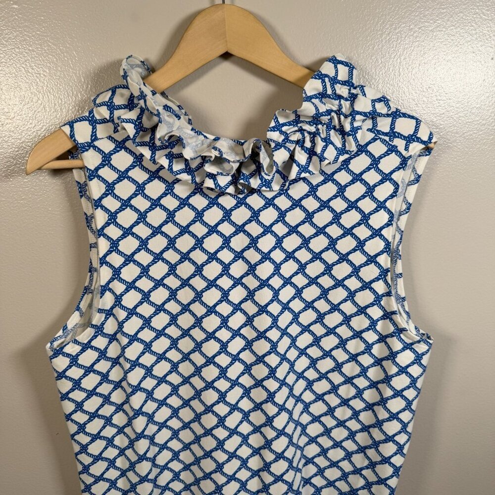 Sailor Sailor Ruffle Neck Shift Dress Size XL Rope Knotty Nautical Preppy Casual - Picture 8 of 9